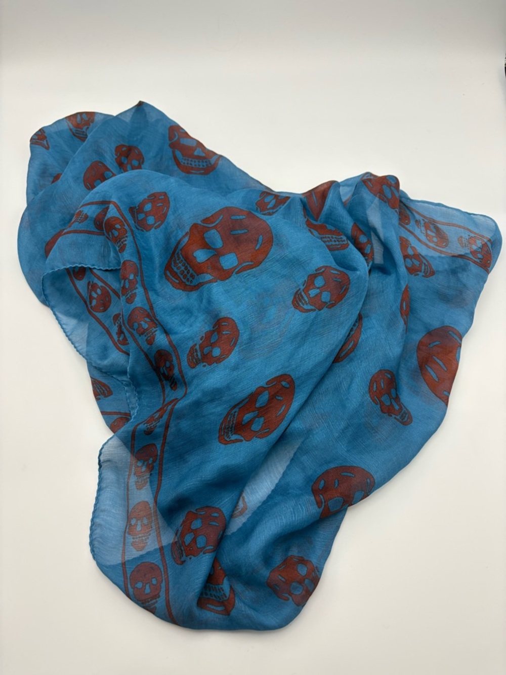 Alexander McQueen Vivid Blue Large Silk Skull Scarf